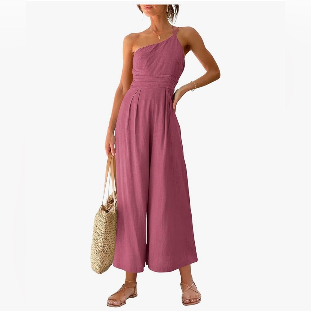 Elegant One-Shoulder Pink Jumpsuit